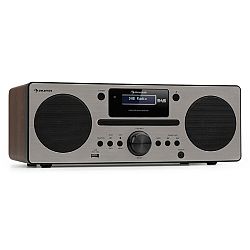 Auna Harvard, mikrorendszer, DAB/DAB+, FM tuner, CD lejátszó, feltöltés USB-vel, diófa