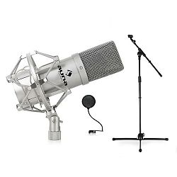 Auna Set kondenzátor mikrofon, mikrofonállvány és Popfilter Power Dynamics