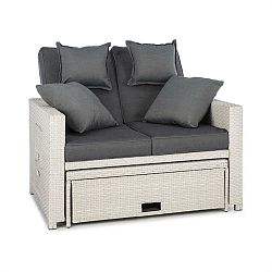 Blumfeldt Komfortzone Rattan-Lounge-Sofa, rattan kanapé, polyrattan, kihajtható asztalok, fehér