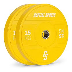 Capital Sports Nipton 2021, tárcsasúlyok, bumper plate, 2 x 15 kg, Ø 54 mm, edzett gumi