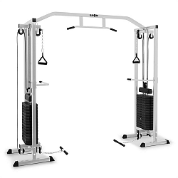 KLARFIT Cablefit edzőtorony, áthidaló, 2 x 77kg, kettő csigával, acél, ezüst