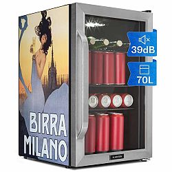 Klarstein Beersafe 70 Birra Milano Edition, hűtőszekrény, 70 liter, 3 polc, panoráma üvegajtó, rozsdamentes acél