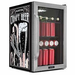 Klarstein Beersafe 70 Craft Beer Edition, hűtőszekrény, 70 liter, 3 polc, panoráma üvegajtó, rozsdamentes acél