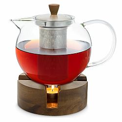 Klarstein Sencha, formatervezett teáskancsó, Oolong fa melegítővel, 1,3 L, behelyezhető szűrő