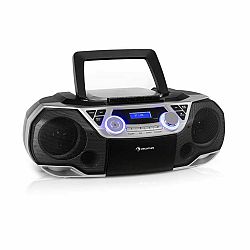 Auna Roadie 2K, boombox, CD lejátszó, kazettás rádió, DAB/DAB+, UKW, bluetooth, ezüst