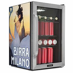 Klarstein Beersafe 70 Birra Milano Edition, hűtőszekrény, 70 liter, 3 polc, panoráma üvegajtó, rozsdamentes acél