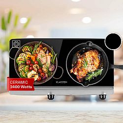 Klarstein Cookbuddy, főzőlap, 2400 W, 2 főzőlap, 5 teljesítményszint, üvegkerámia