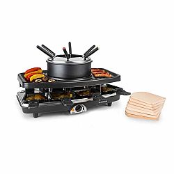 Klarstein Entrecote, 2 az 1-ben raclette grill fonduevel, 1100 W, természetes kő, 8 személyre, alátétek